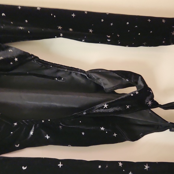 Wild flabel XS black body suit with silver moon and stars and glitter. open back - Picture 7 of 10